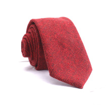 Mens Custom Herringbone Twill Silk Blended Red Yellow Wool Neckties
